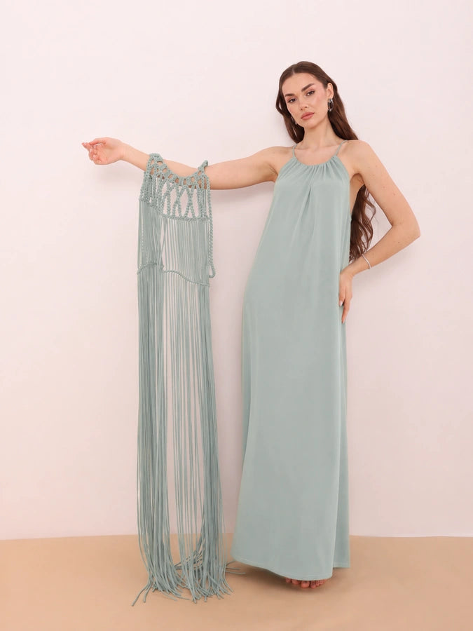Aqua Jersey Slip Dress-2