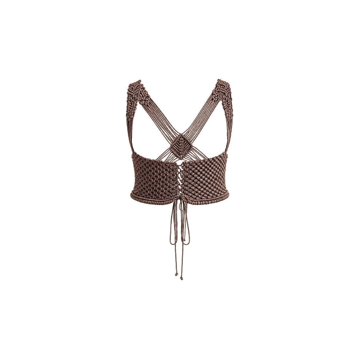 Grey Lace-Up Macramé Corset Belt