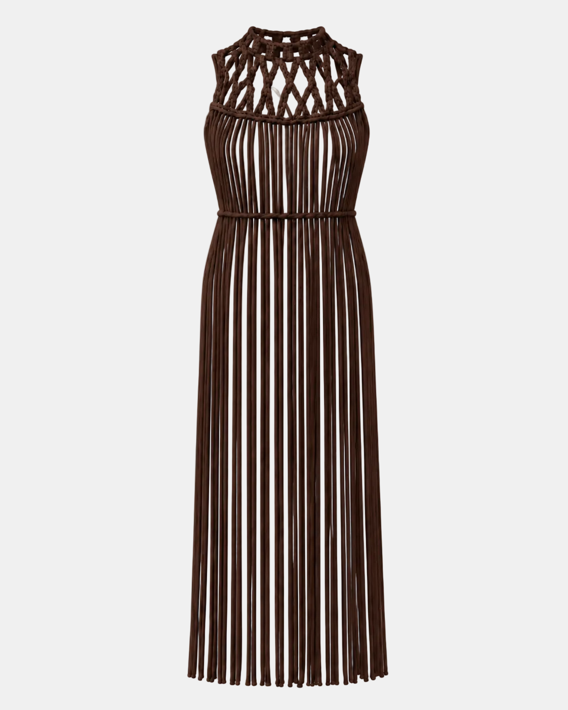 Chocolate Fringed Macramé Top