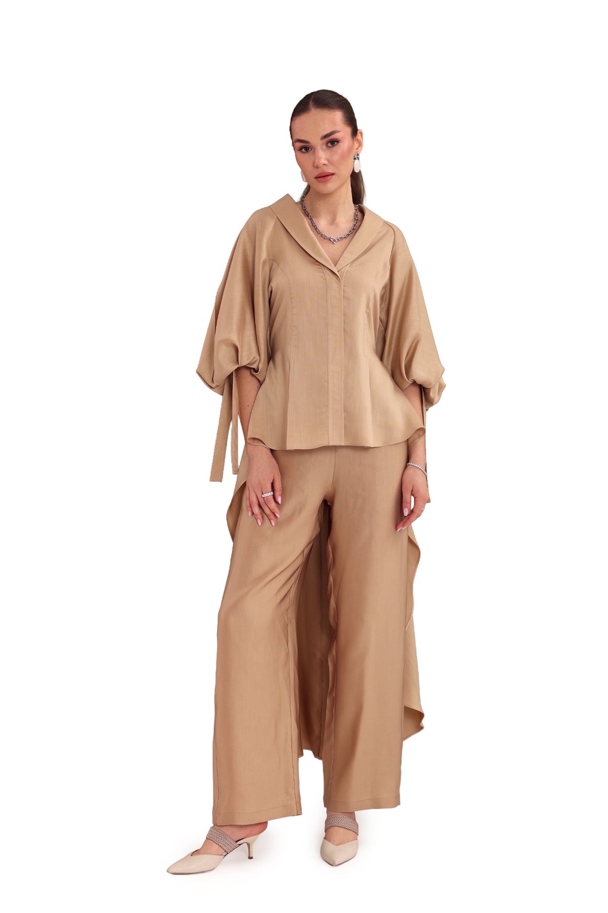 Golden Tan Draped-Back Top-4