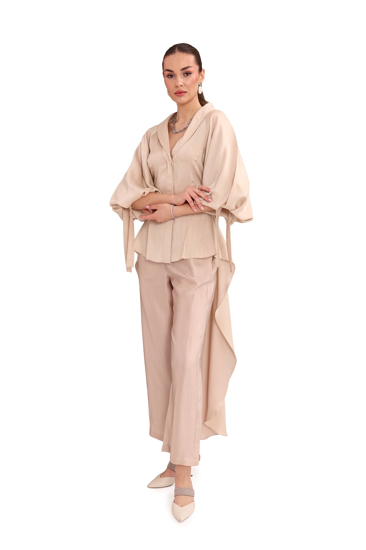 Beige Draped-Back Top-4