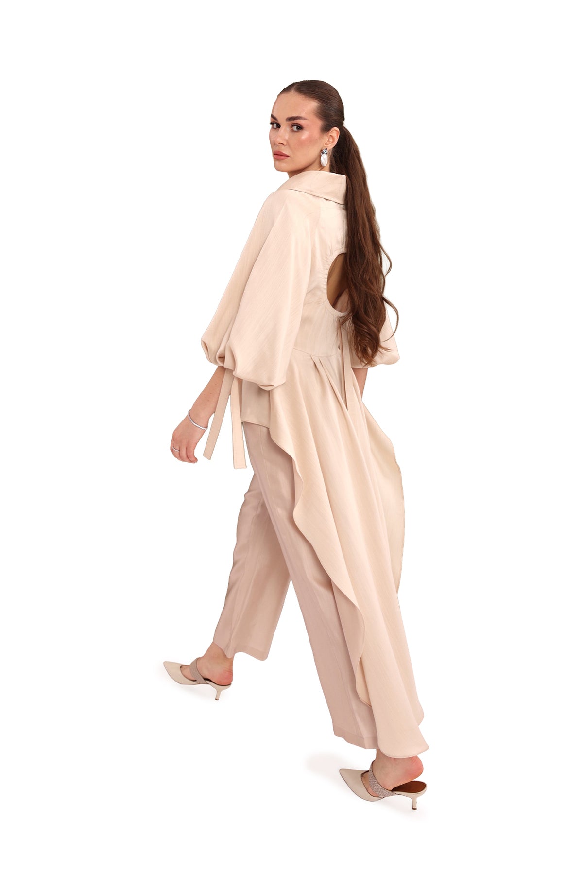 Beige Draped-Back Top-5