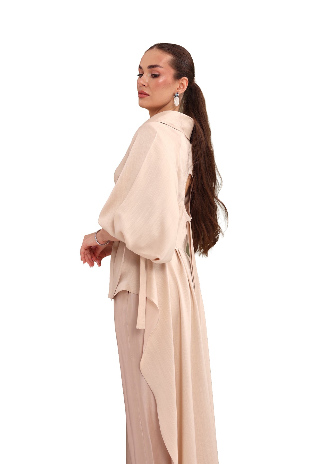 Beige Draped-Back Top-6