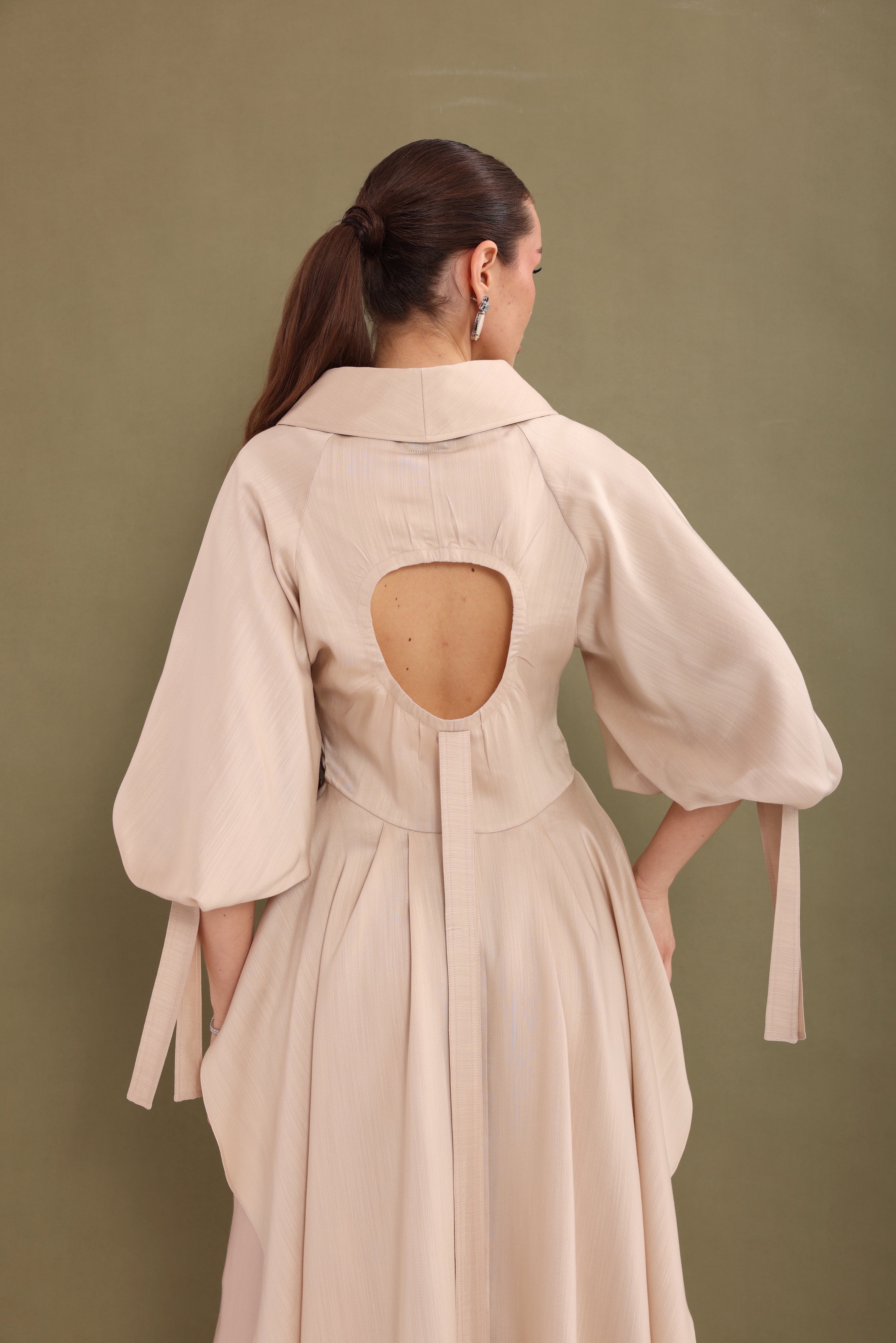 Beige Draped-Back Top-6