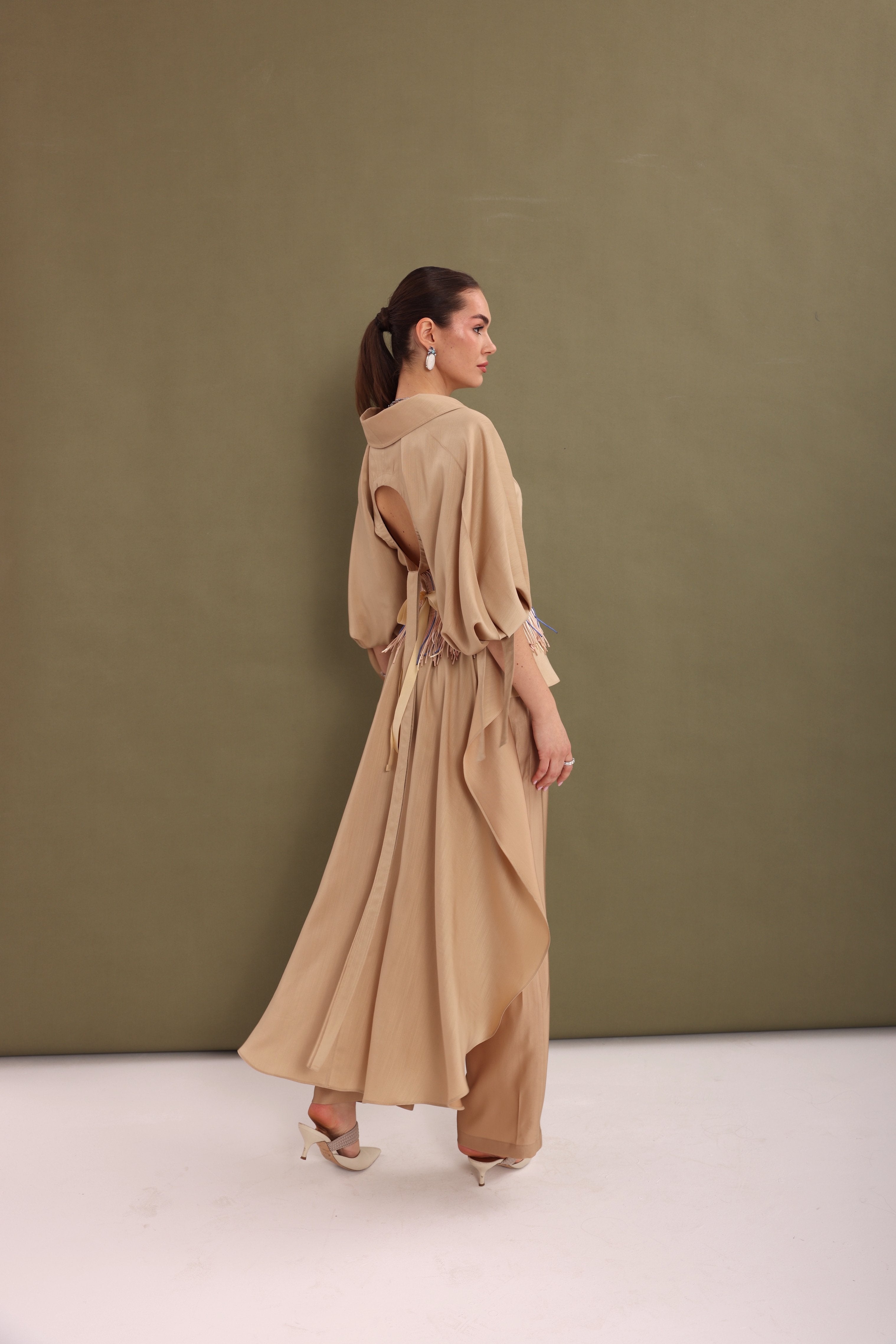 Golden Tan Draped-Back Top-5