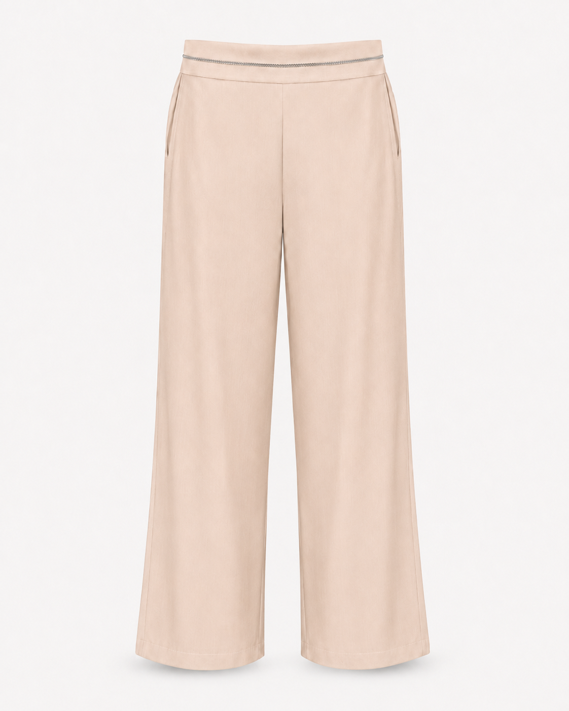 Beige Straight-Leg Trousers