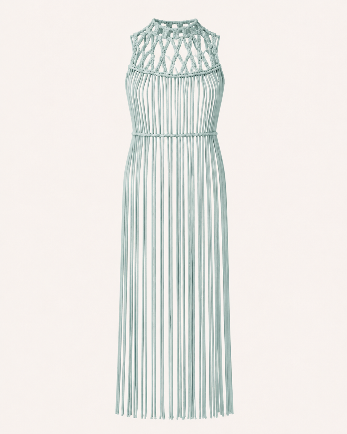 Aqua Fringed Macramé Top