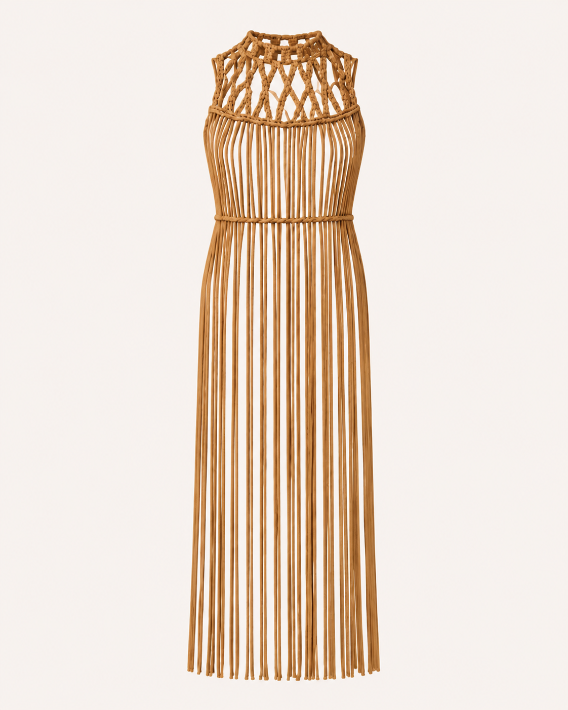 Camel Fringed Macramé Top