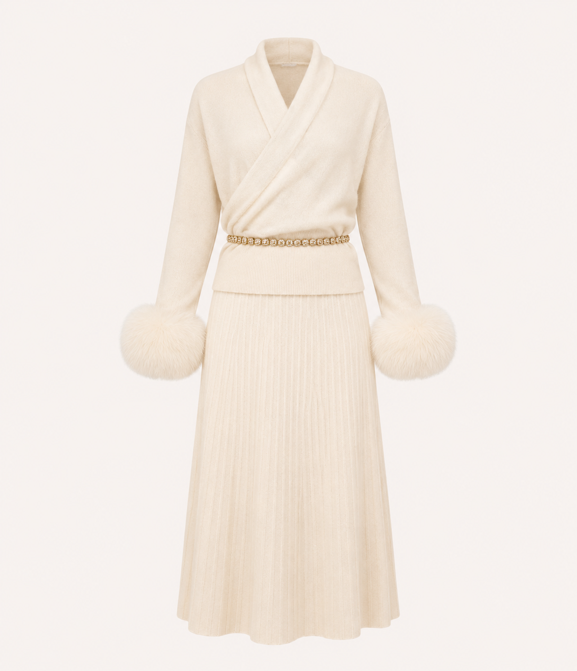 Ivory Cashmere Skirt Set-1
