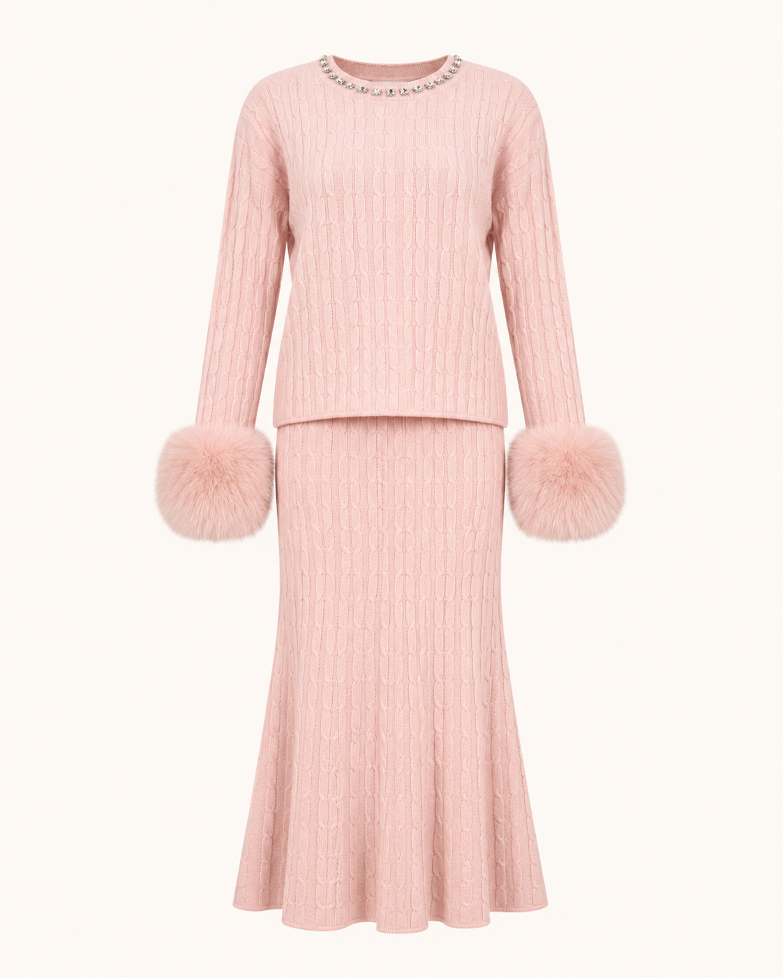 Blush Cashmere Skirt Set-1