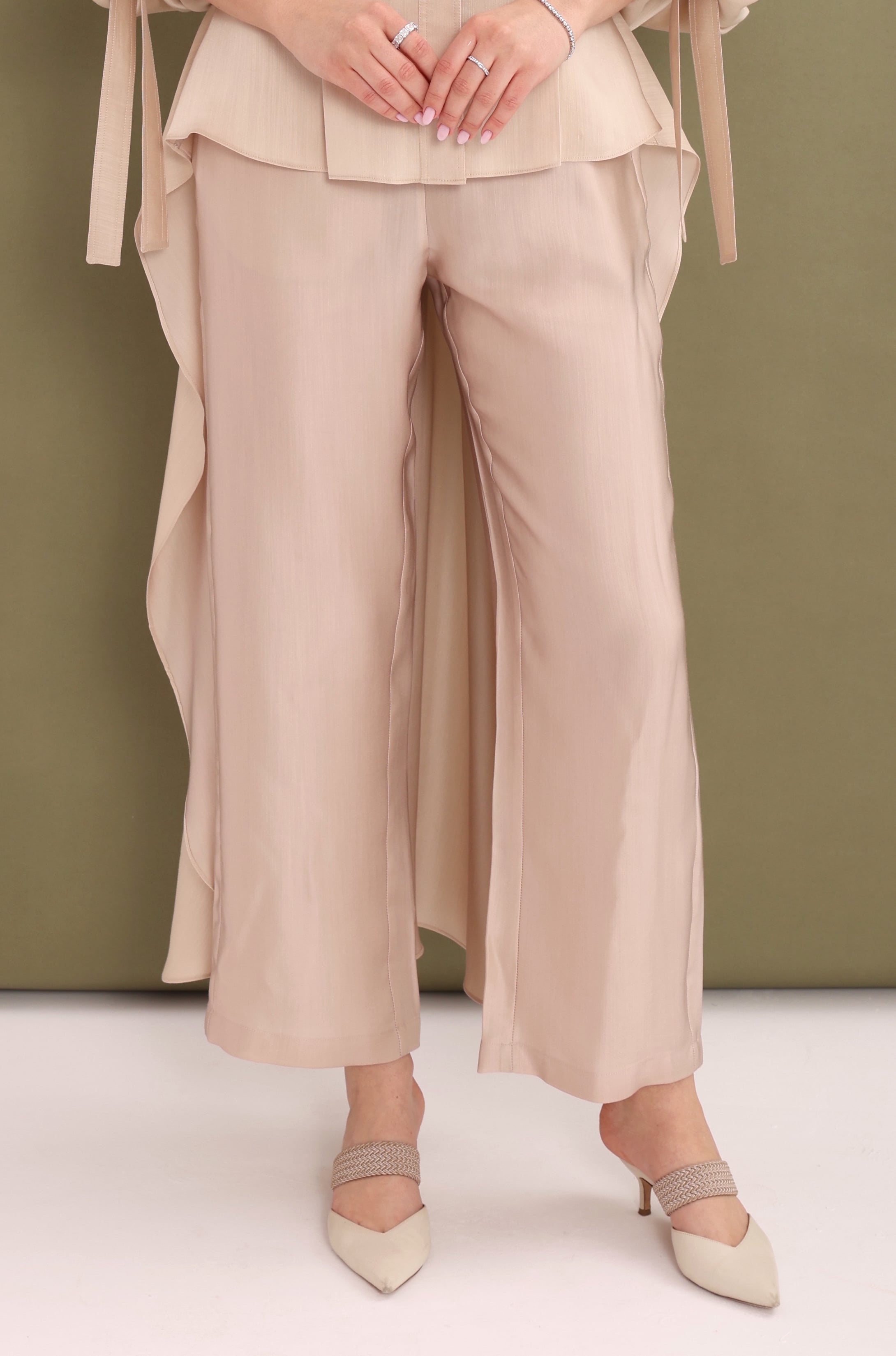 Beige Straight-Leg Trousers-2