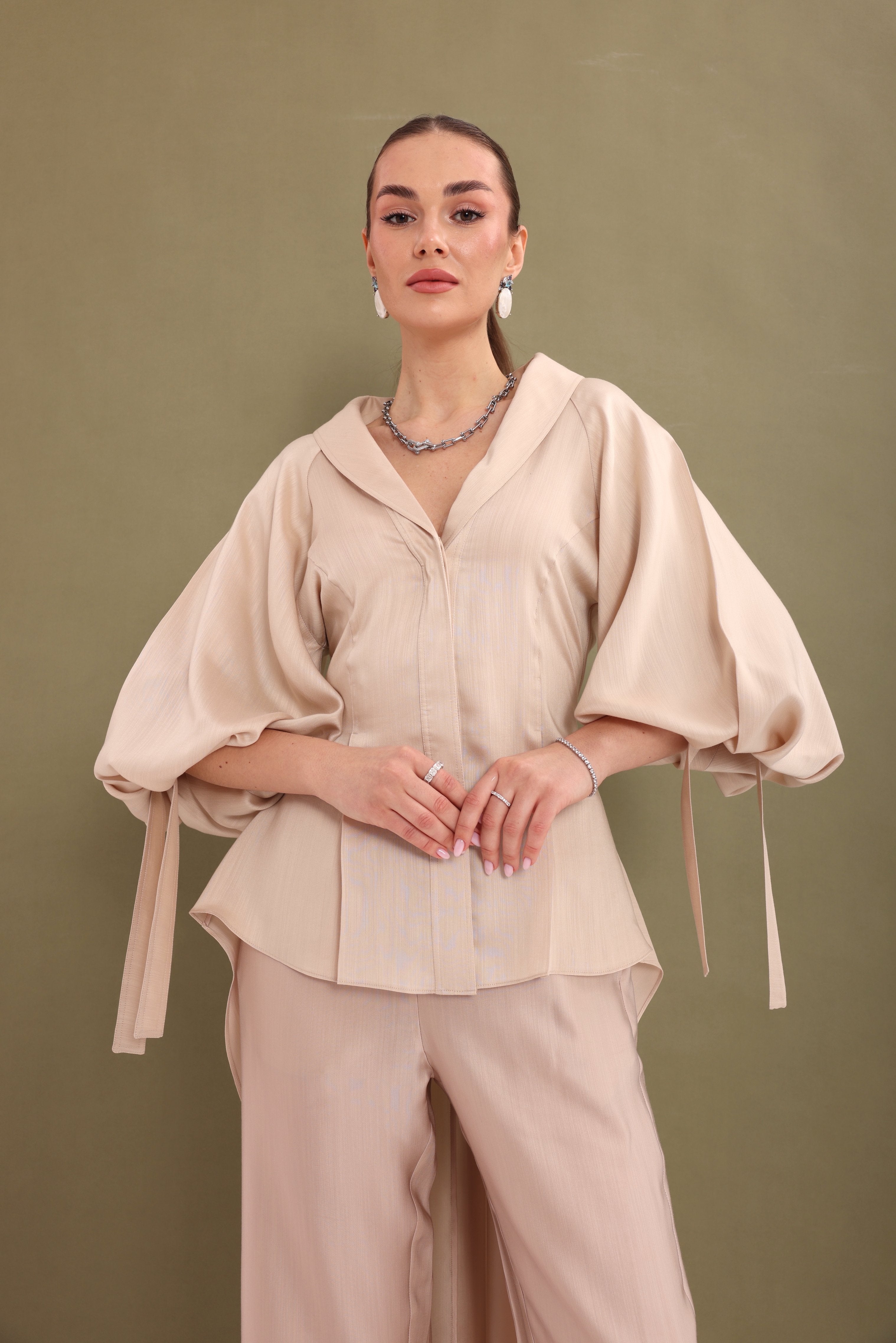 Beige Draped-Back Top-7