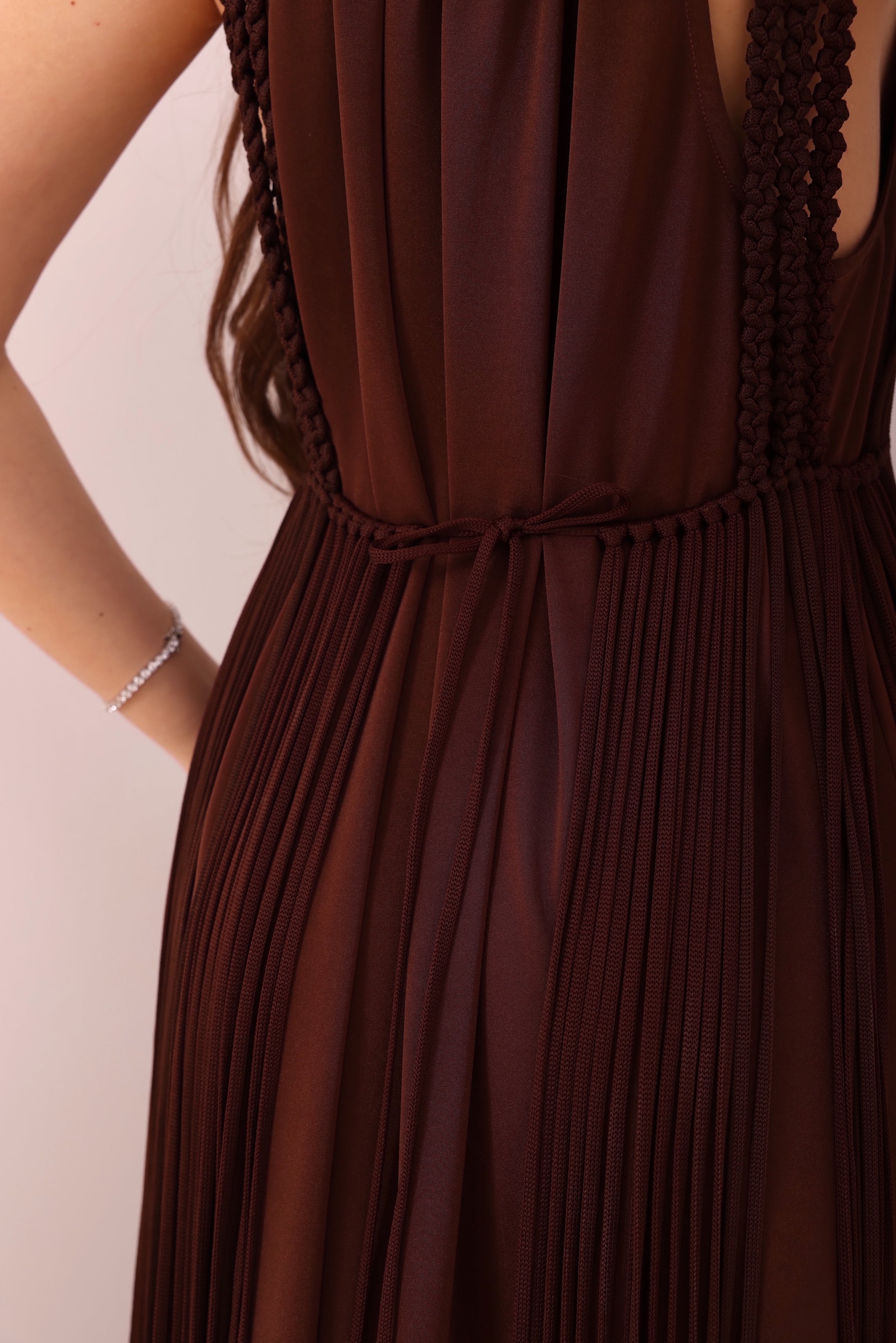Chocolate Fringed Macramé Top-8