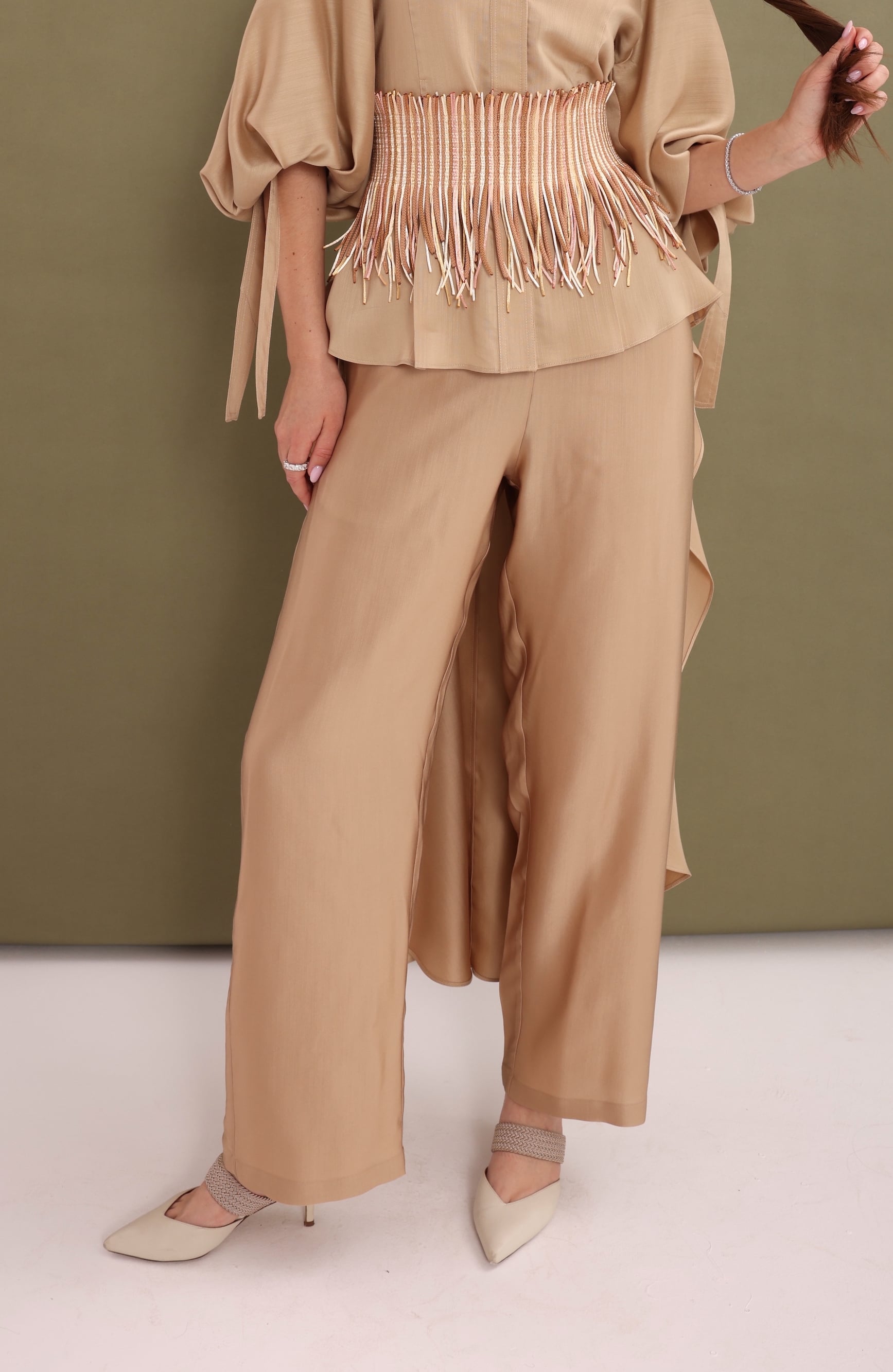 Golden Tan Straight-Leg Trousers-2