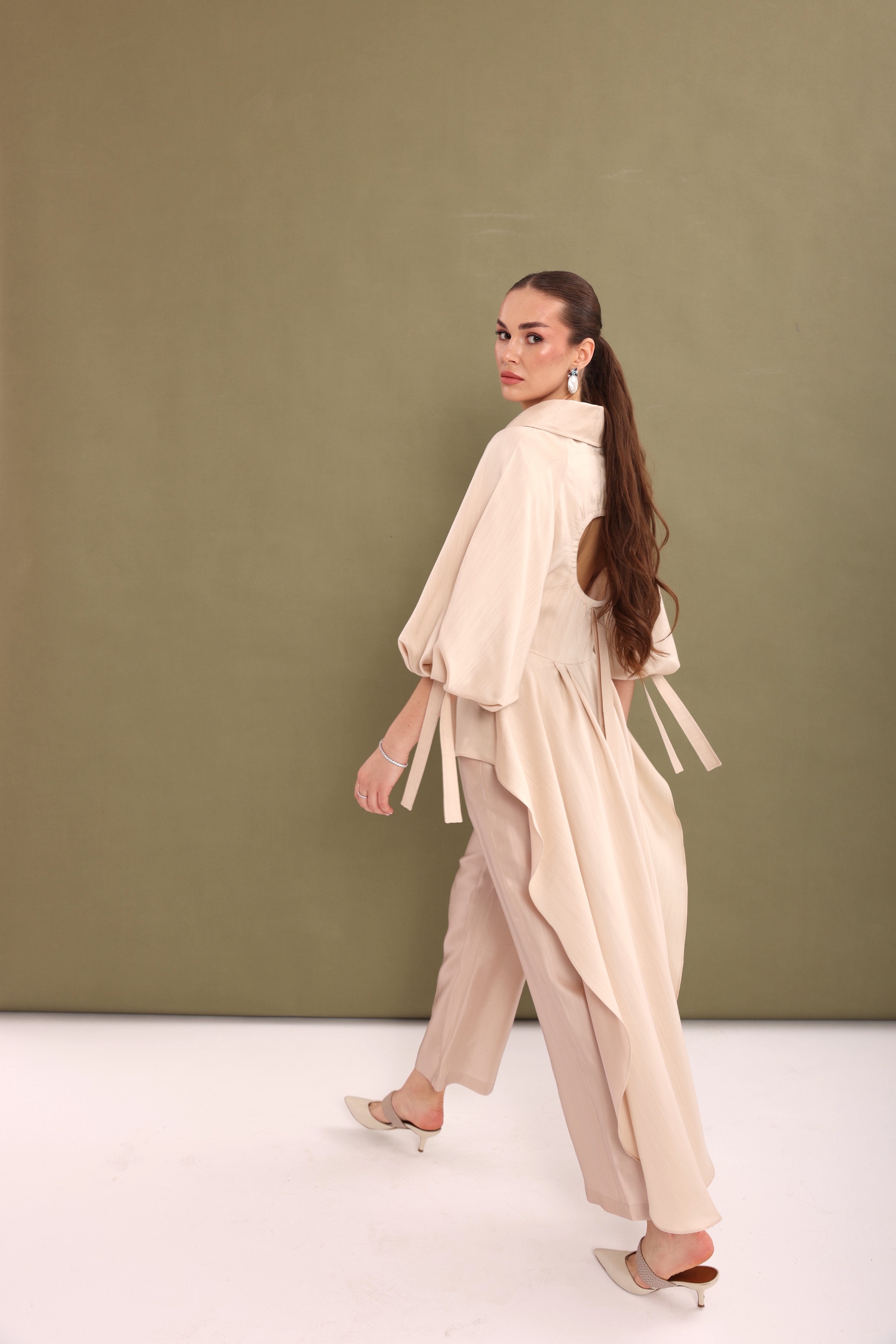Beige Draped-Back Top-4