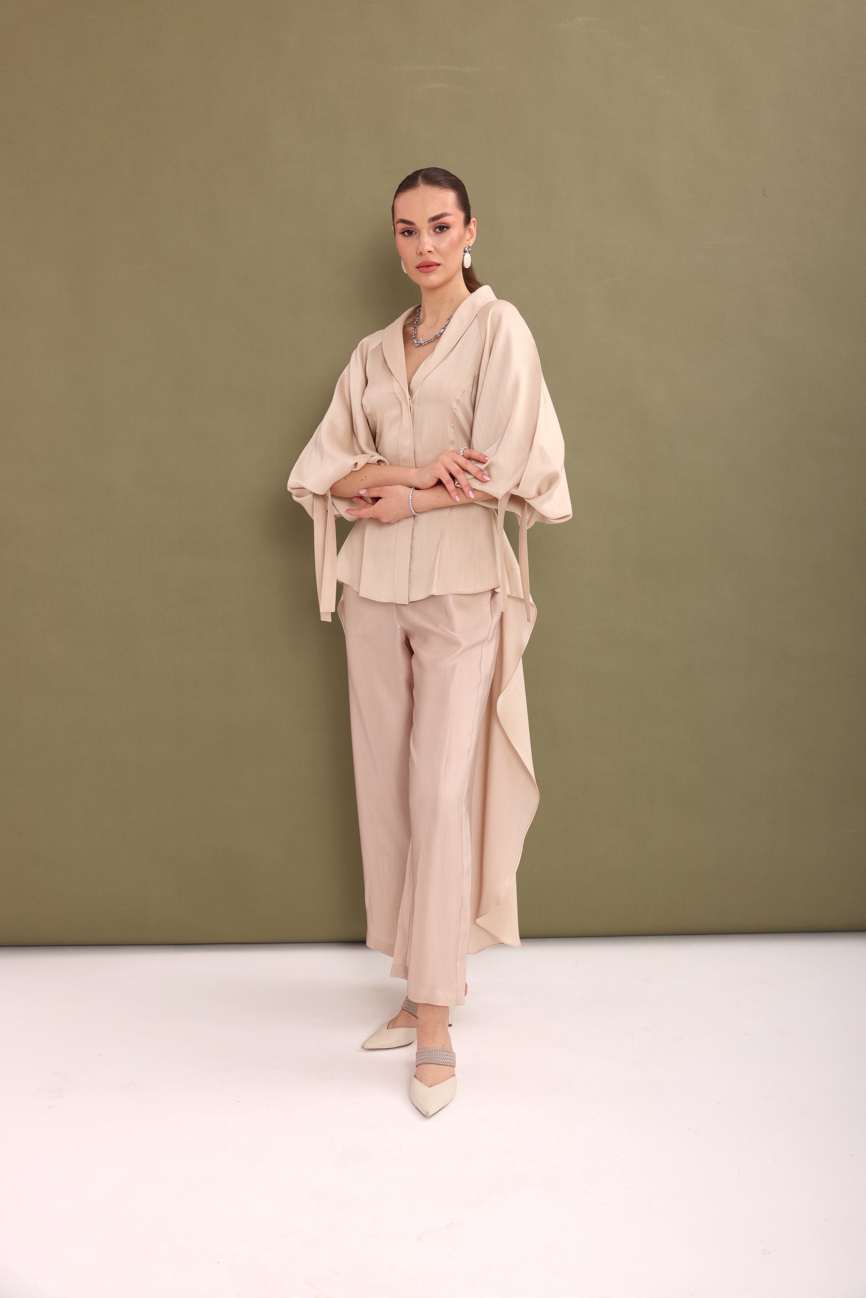 Beige Draped-Back Top-3